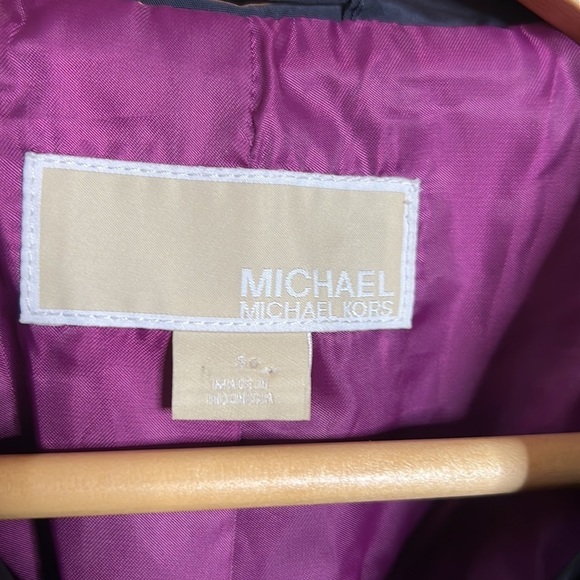 Michael Kors Trench Coat Navy Blue with Purple Lining & Gold Hardware Size Small - Picture 2 of 15